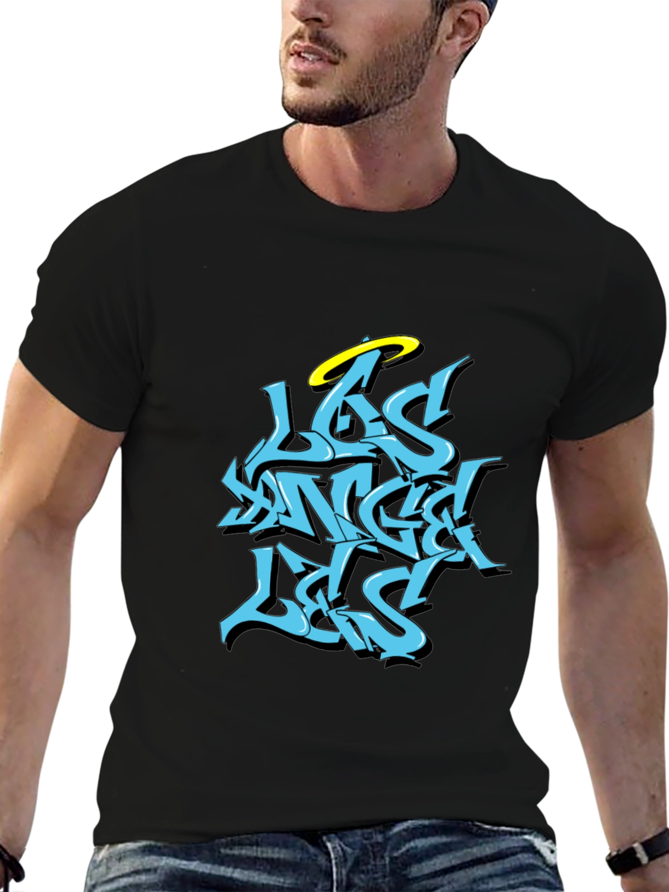 Los Angeles Angel T-Shirt - Black Graphic Tee