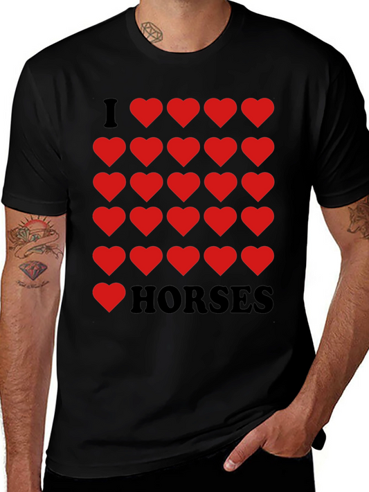I Heart Horses Black Graphic Tee Shirt