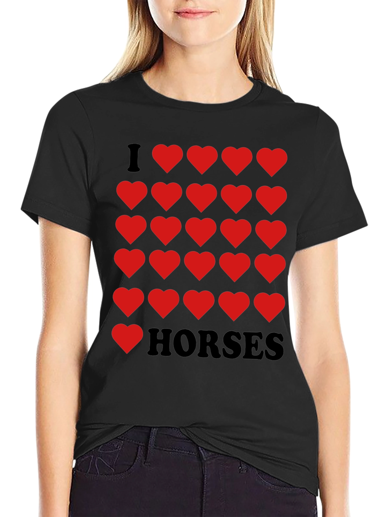I Heart Horses Black Graphic Tee Shirt