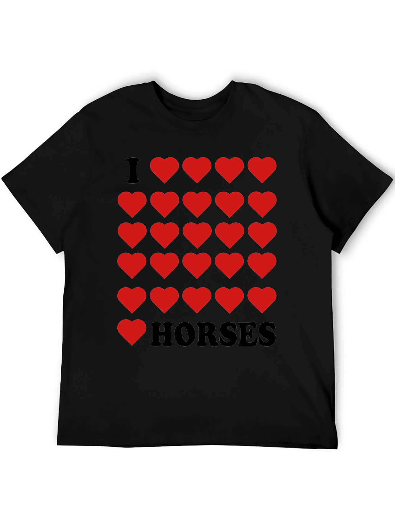 I Heart Horses Black Graphic Tee Shirt