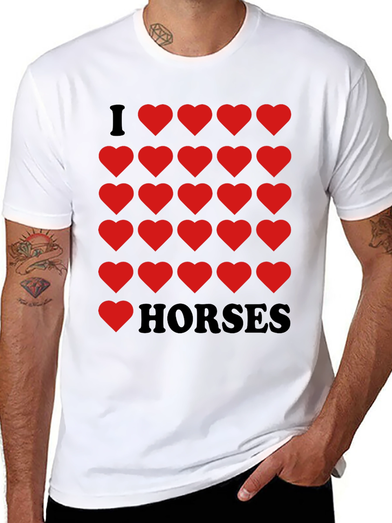 I Heart Horses Black Graphic Tee Shirt