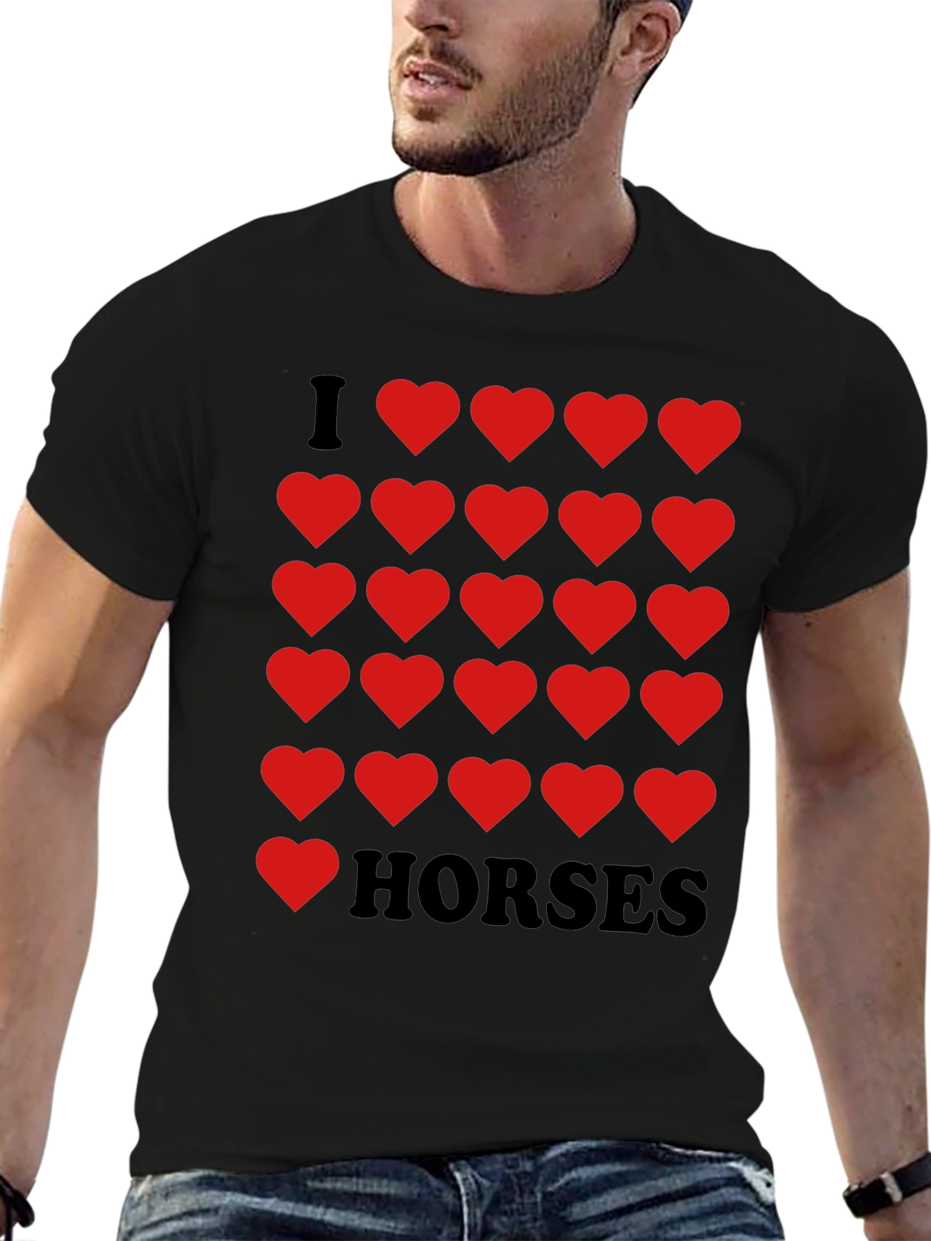 I Heart Horses Black Graphic Tee Shirt