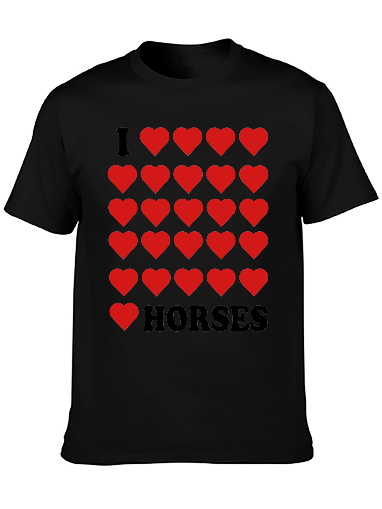 I Heart Horses Black Graphic Tee Shirt