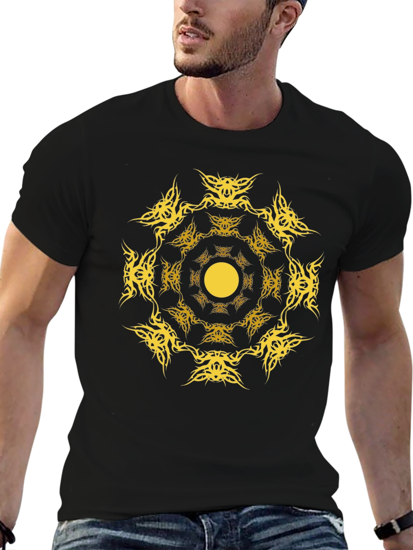 Tribal Sun Graphic Black T-Shirt