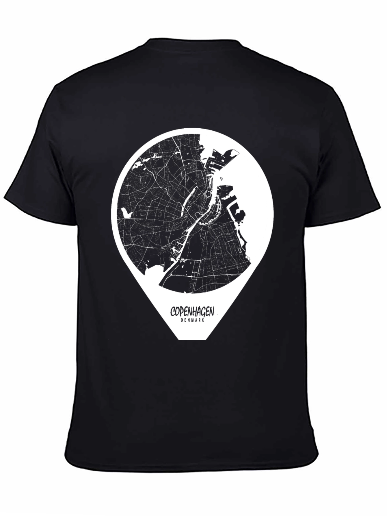 Copenhagen Denmark Map Graphic Tee - Black