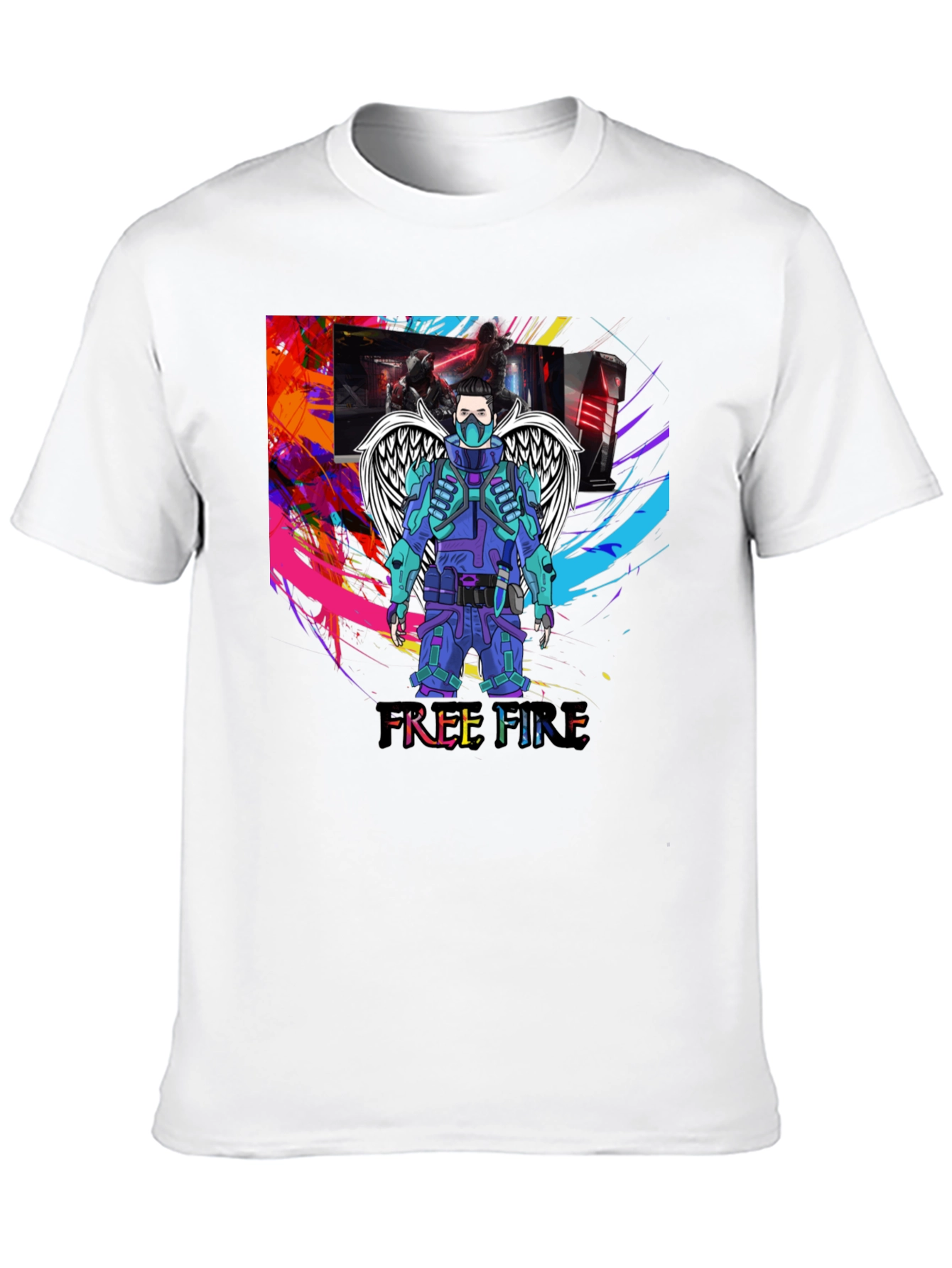 Free Fire Graphic T-Shirt - Angel Wings Design