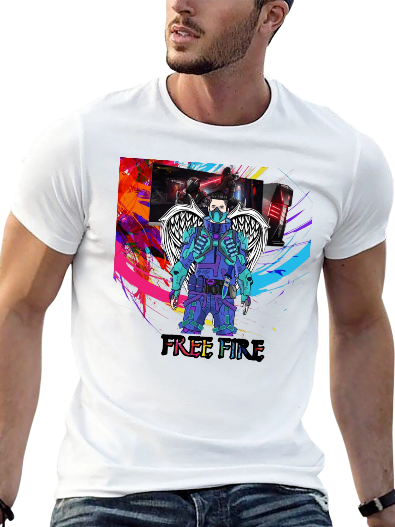 Free Fire Graphic T-Shirt - Angel Wings Design