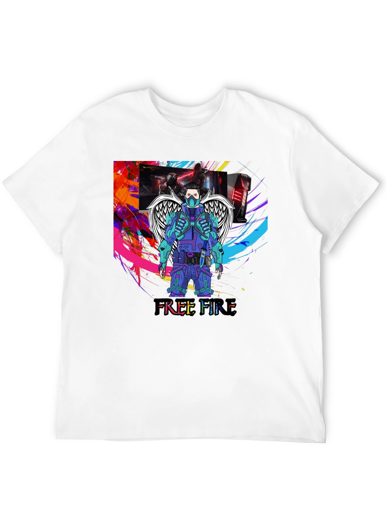 Free Fire Graphic T-Shirt - Angel Wings Design