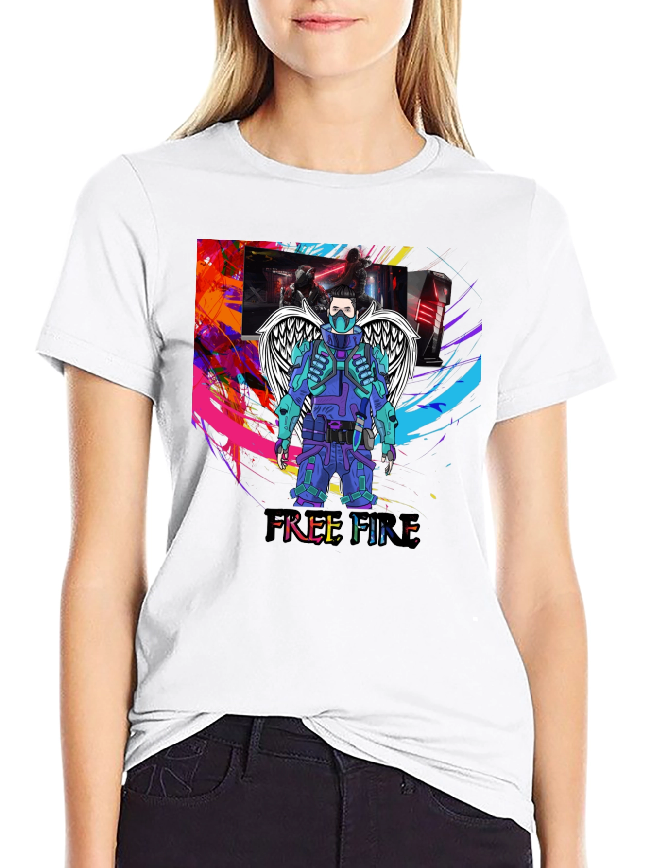 Free Fire Graphic T-Shirt - Angel Wings Design