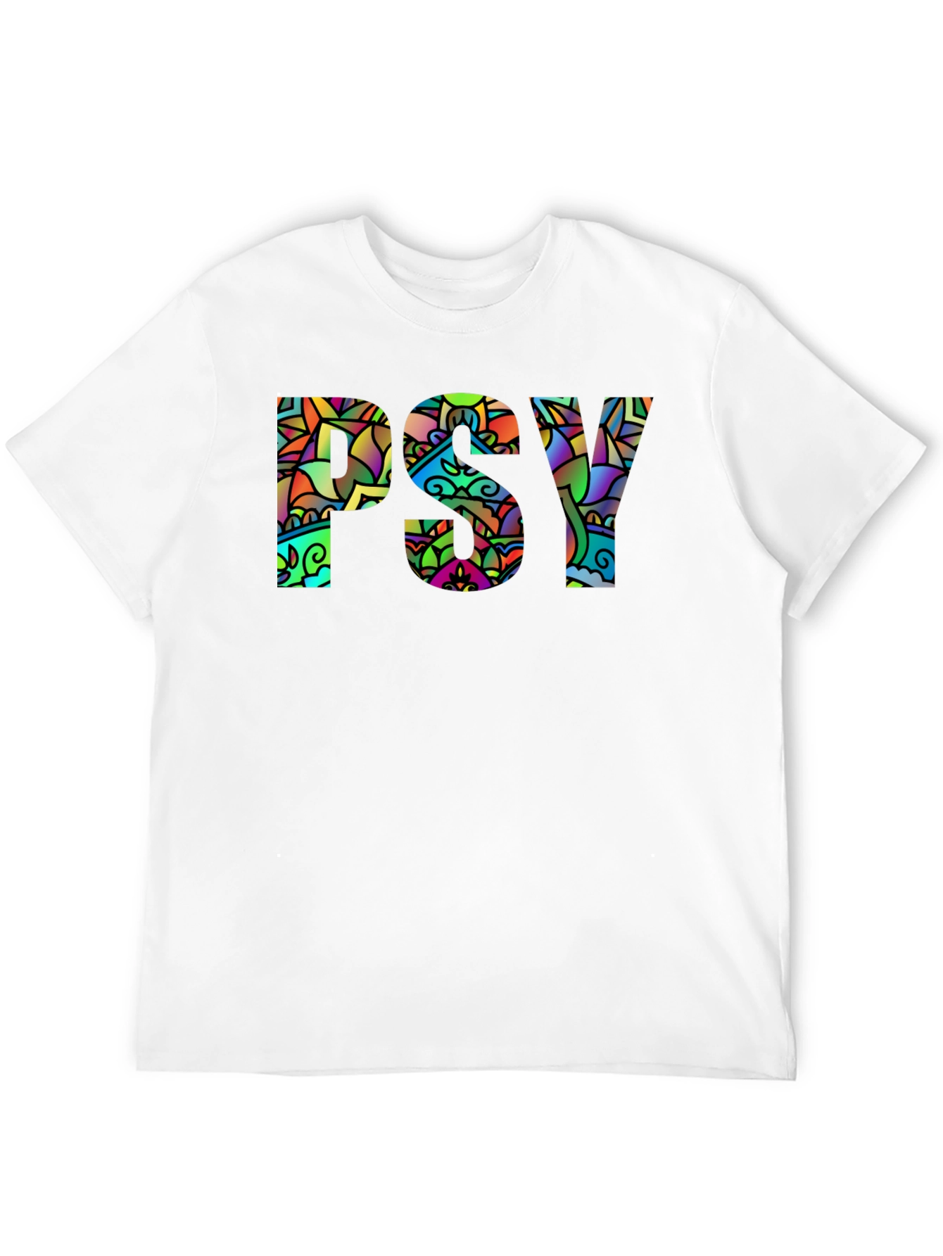 Psychedelic PSY Graphic Black T-Shirt