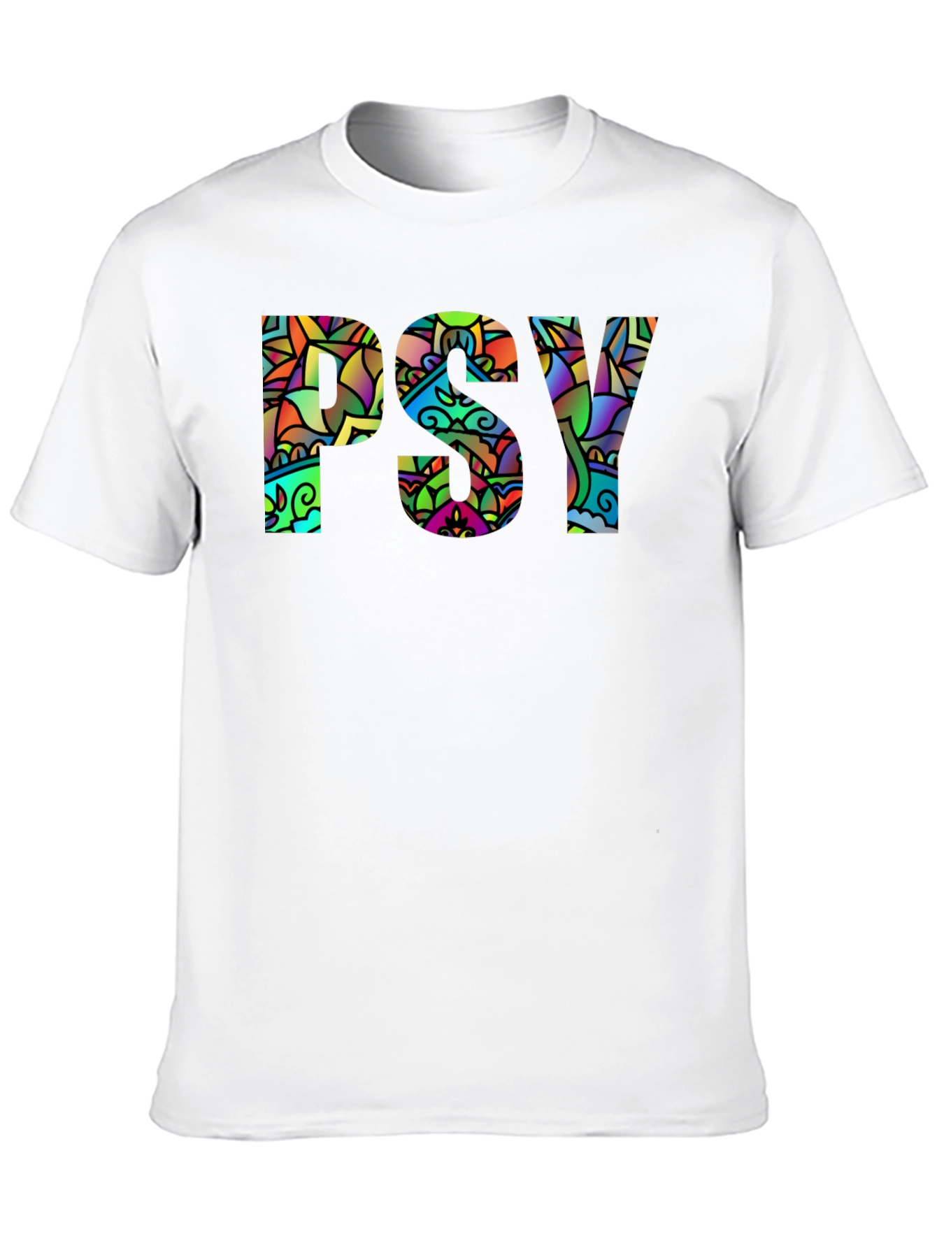 Psychedelic PSY Graphic Black T-Shirt