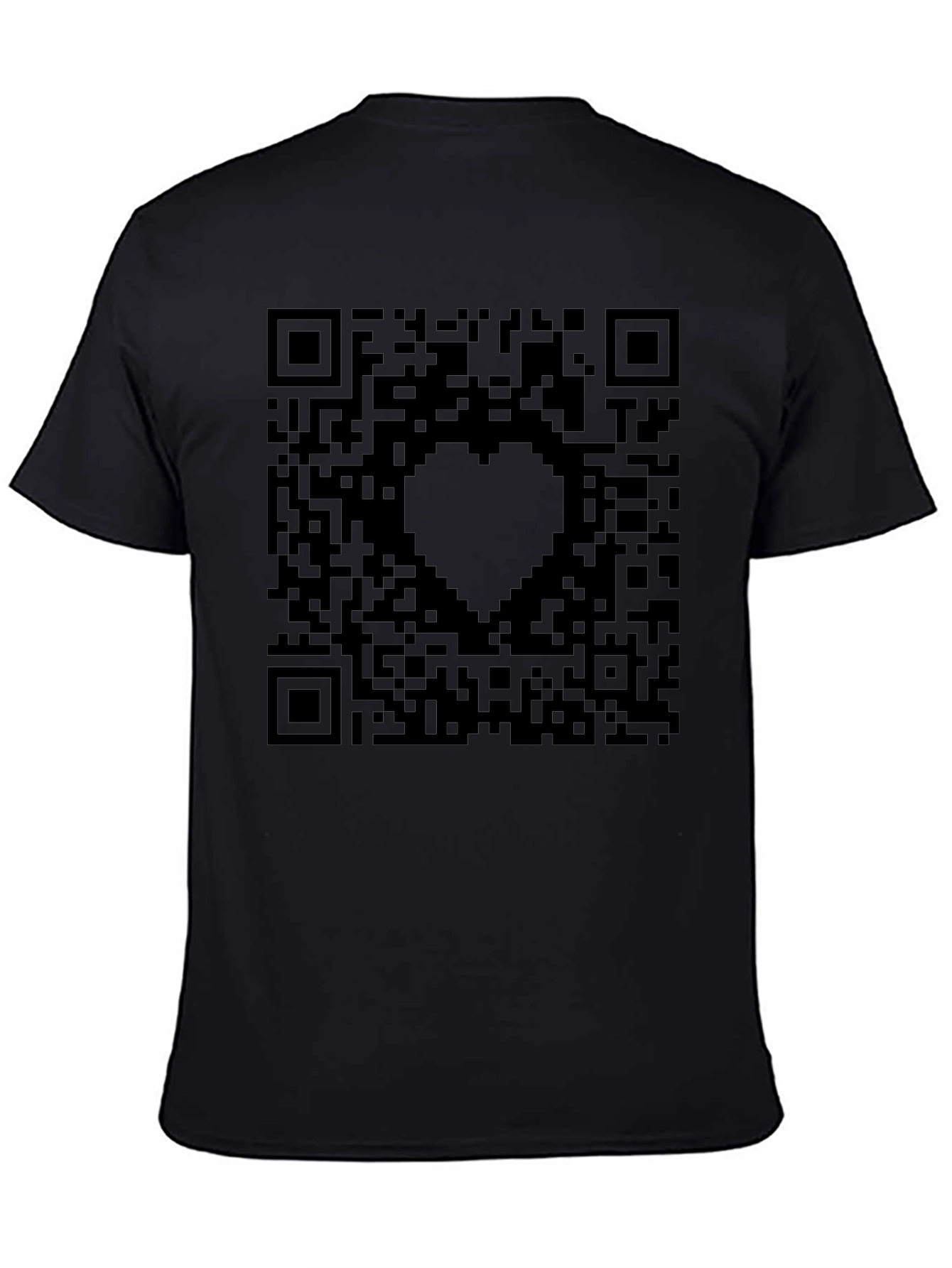 QR Code Heart Graphic Tee - Black