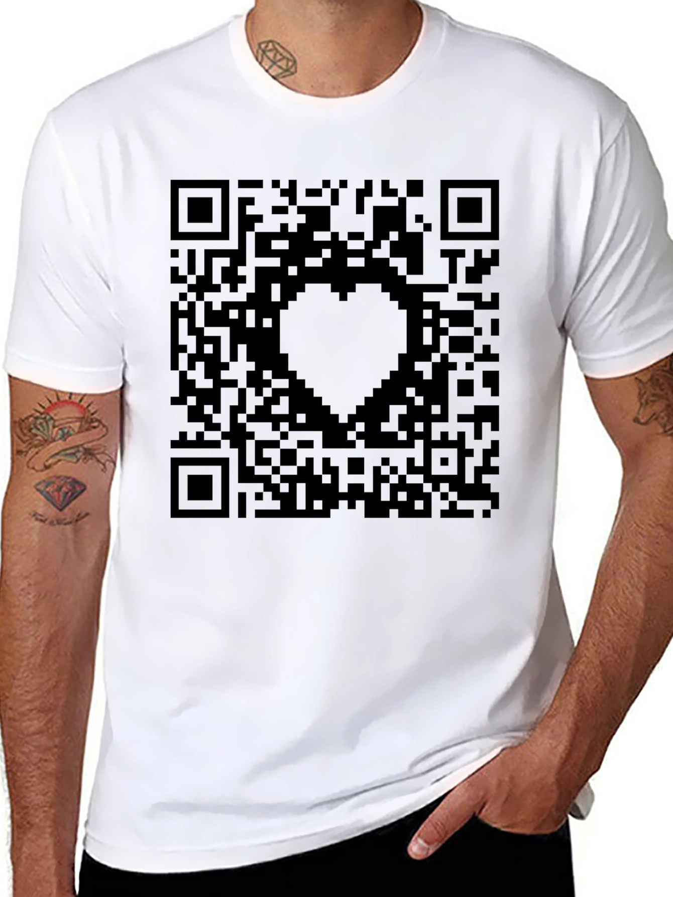 QR Code Heart Graphic Tee - Black