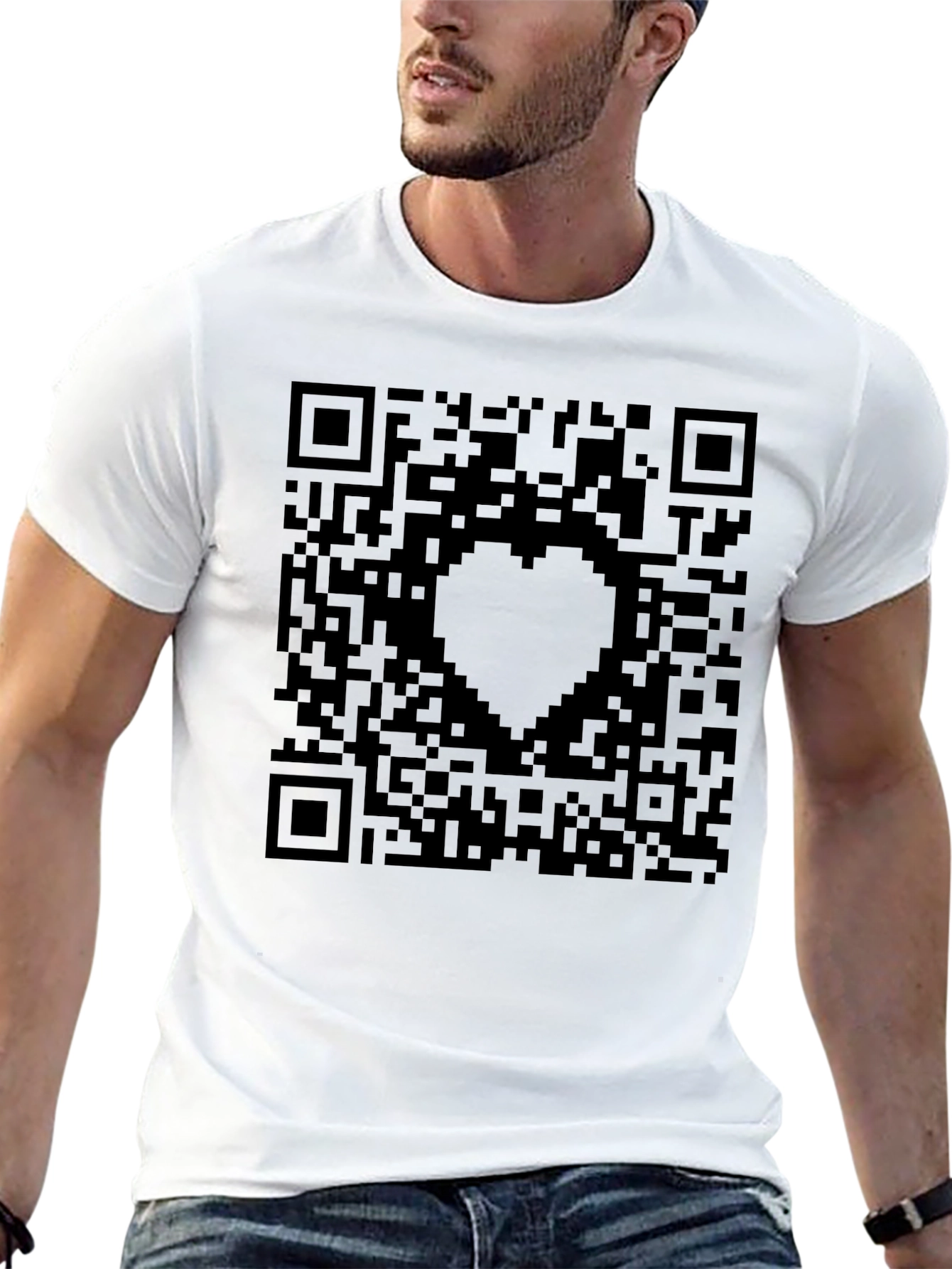 QR Code Heart Graphic Tee - Black
