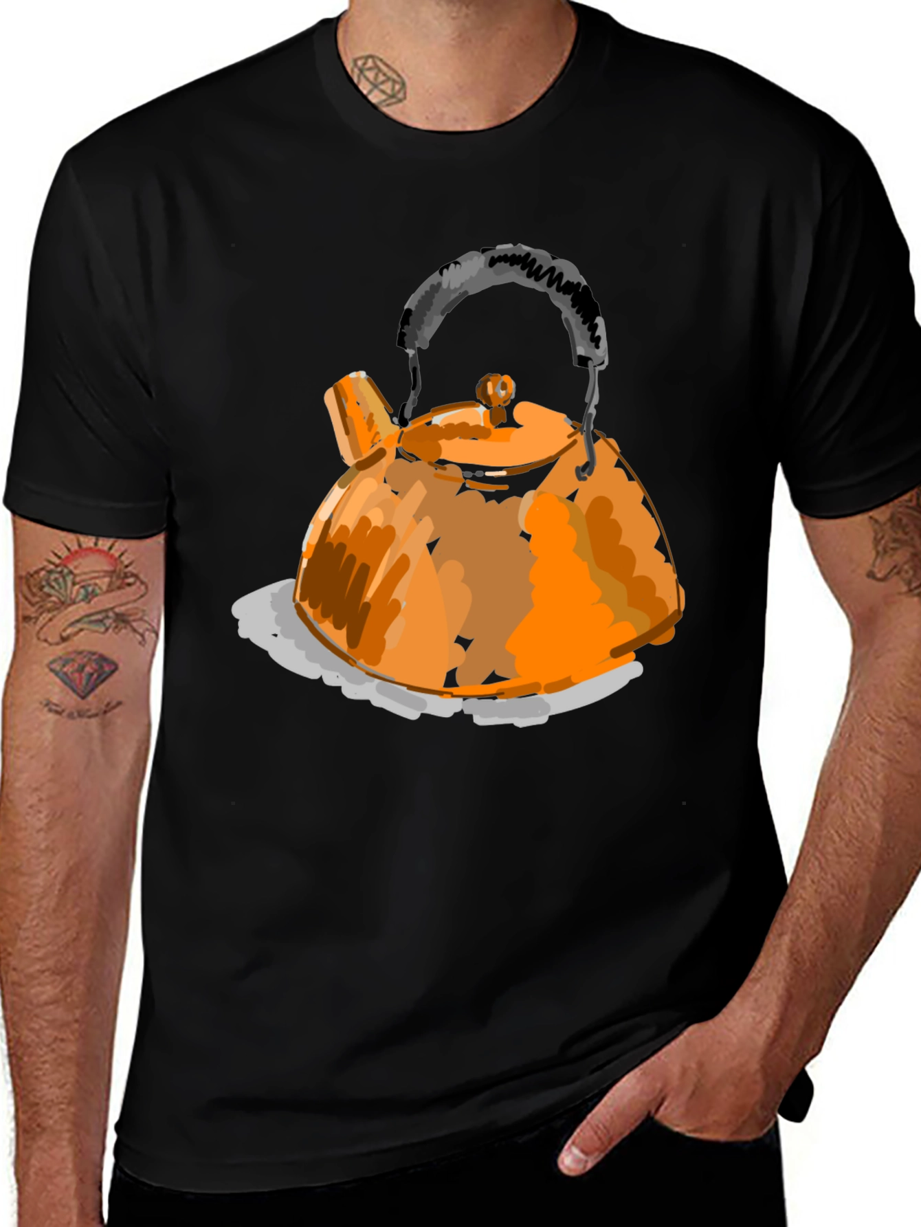 Orange Teapot Graphic T-Shirt