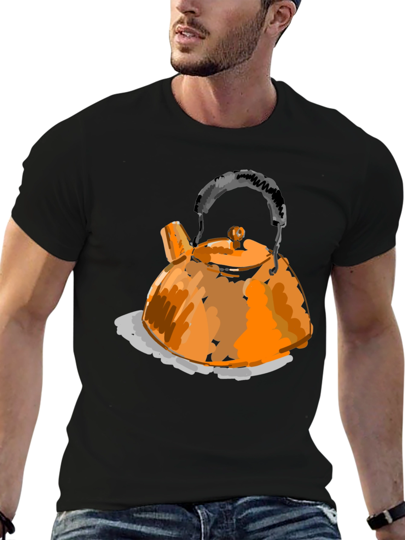 Orange Teapot Graphic T-Shirt
