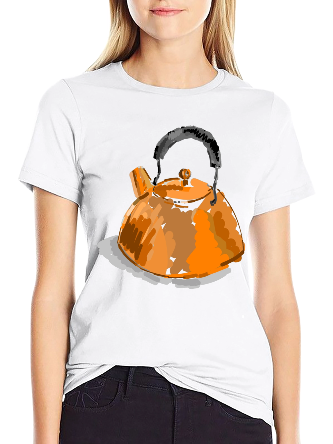 Orange Teapot Graphic T-Shirt