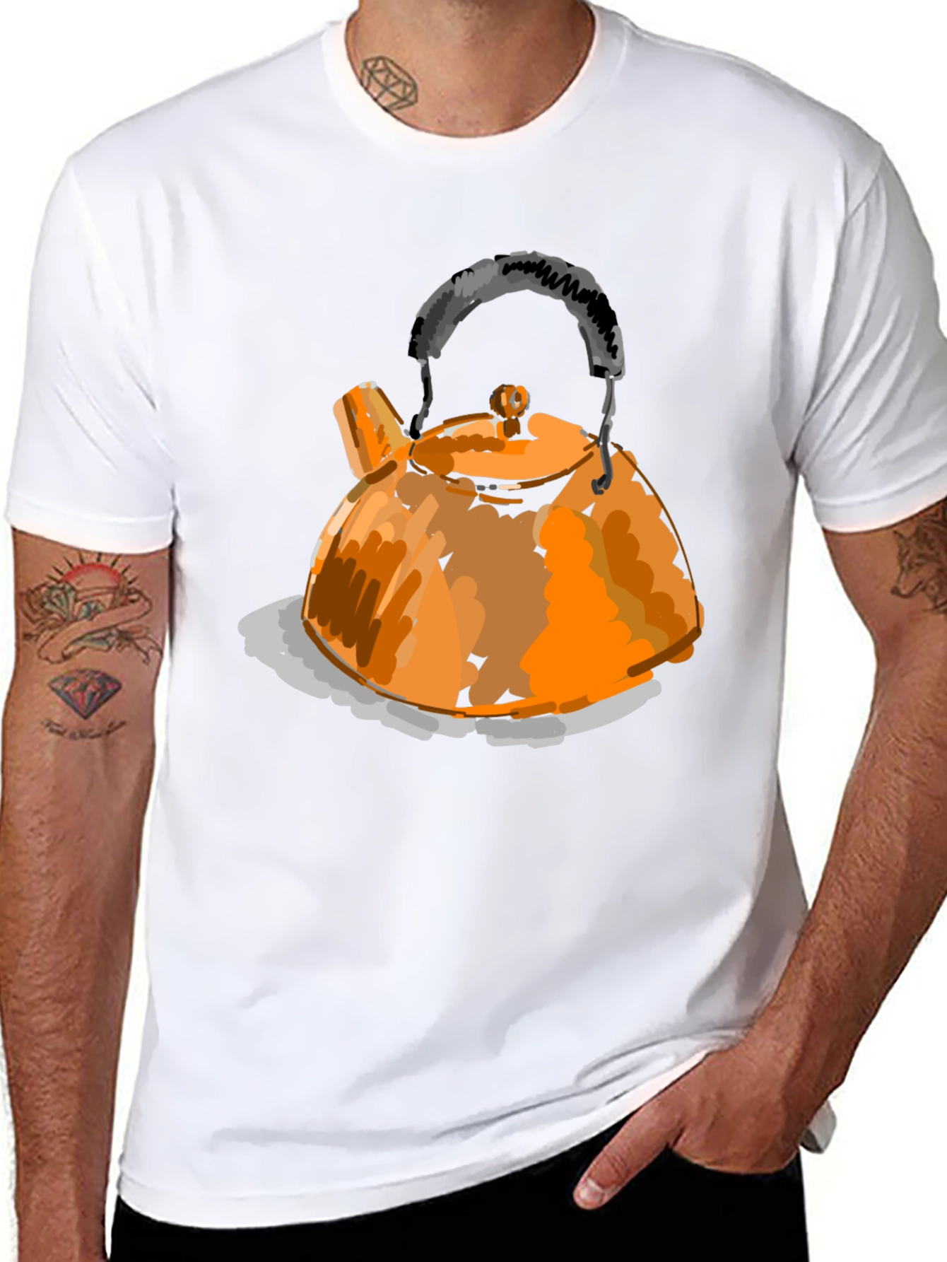 Orange Teapot Graphic T-Shirt