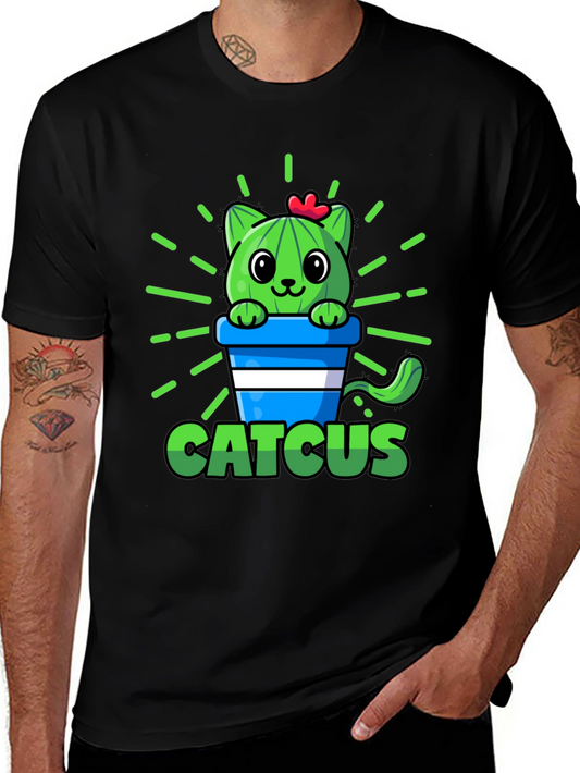 Cute Catcus Graphic T-Shirt - Funny Cactus Cat Tee