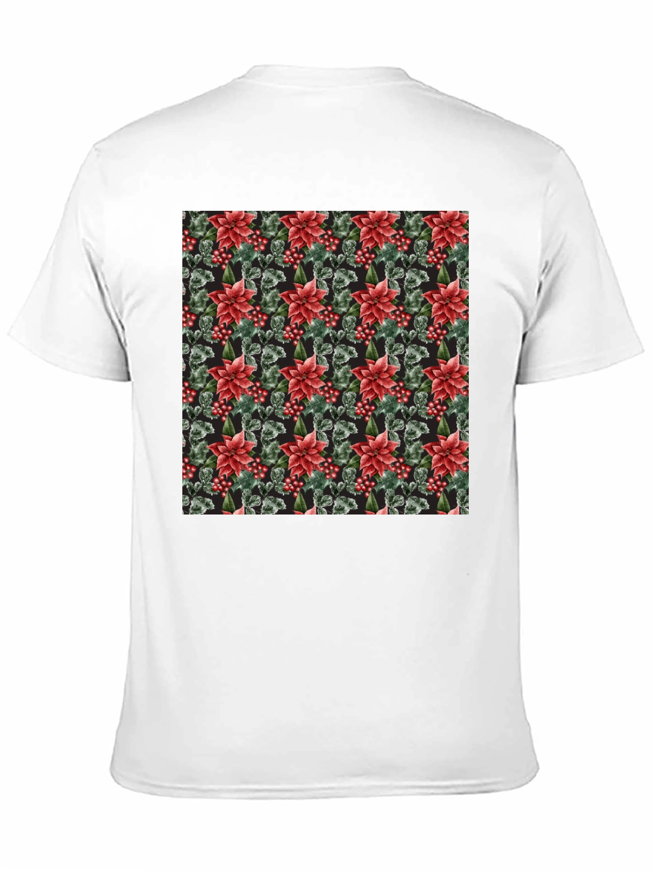 Floral Poinsettia Print Black T-Shirt