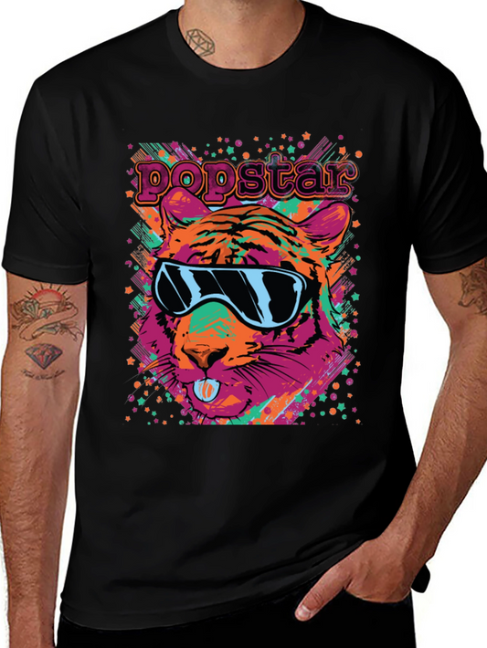 Popstar Tiger Graphic Tee - Funky Animal Print