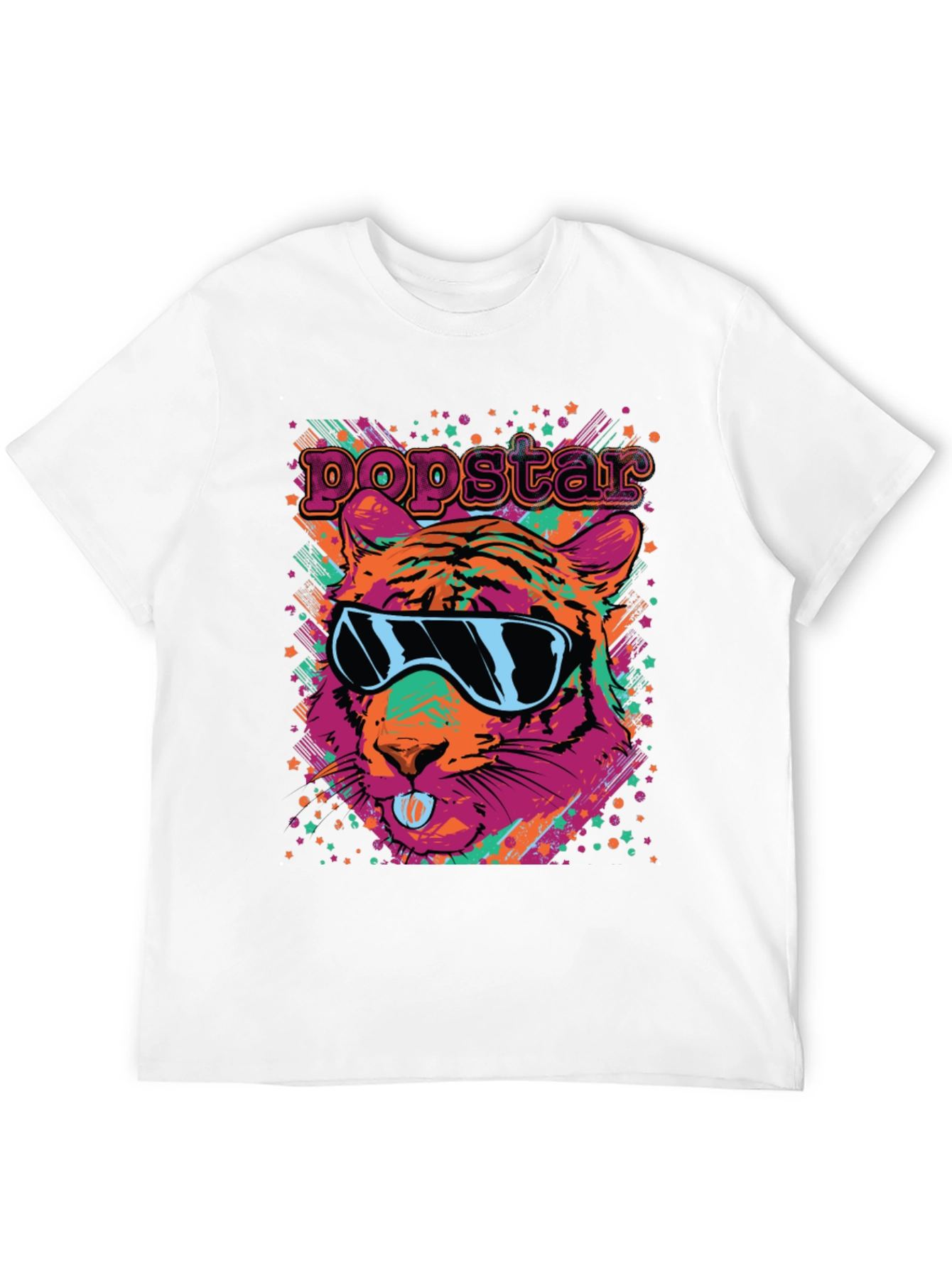 Popstar Tiger Graphic Tee - Funky Animal Print