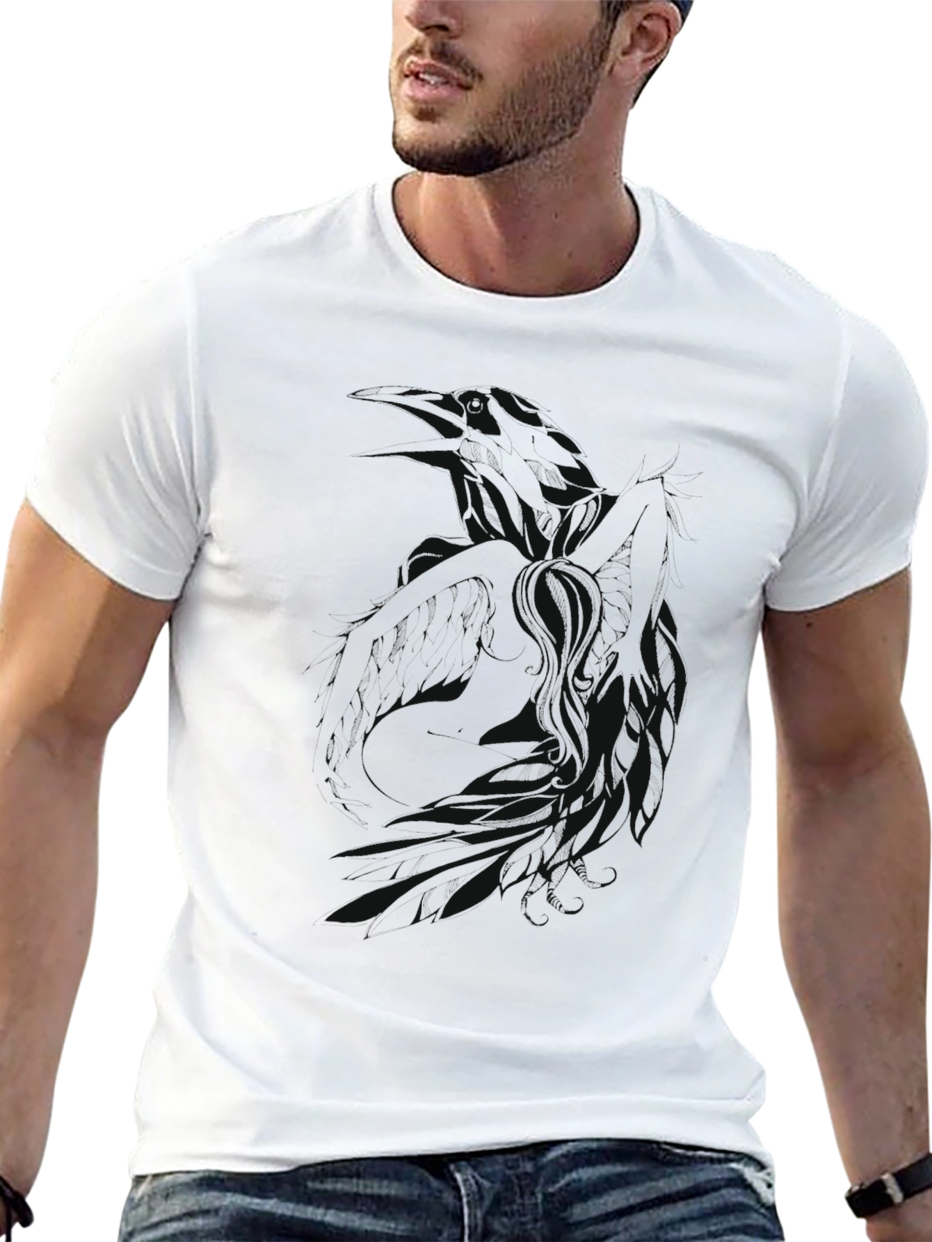 Mens Black Graphic Print T-Shirt