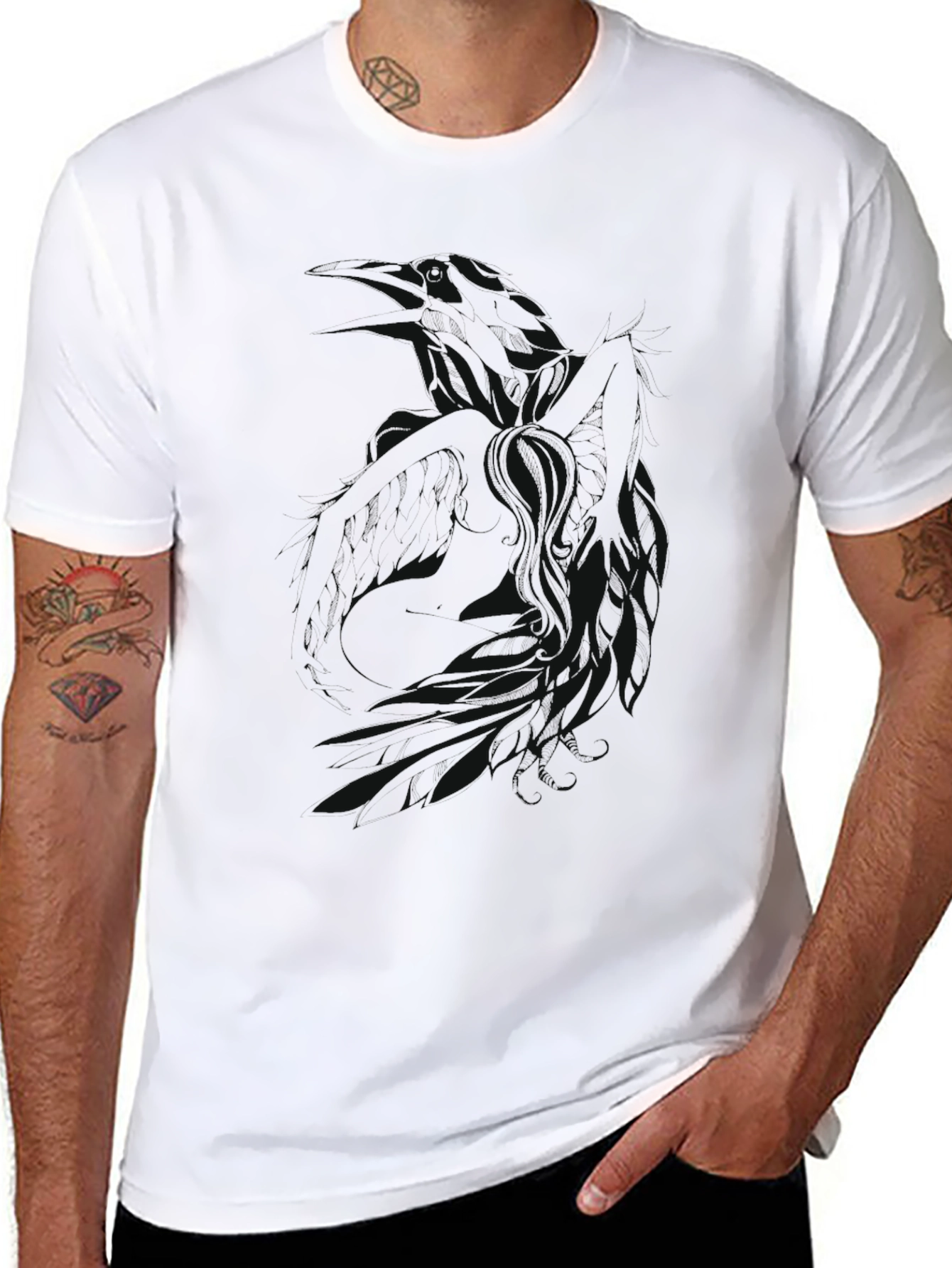 Mens Black Graphic Print T-Shirt