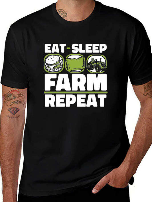 Eat Sleep Farm Repeat Graphic T-Shirt