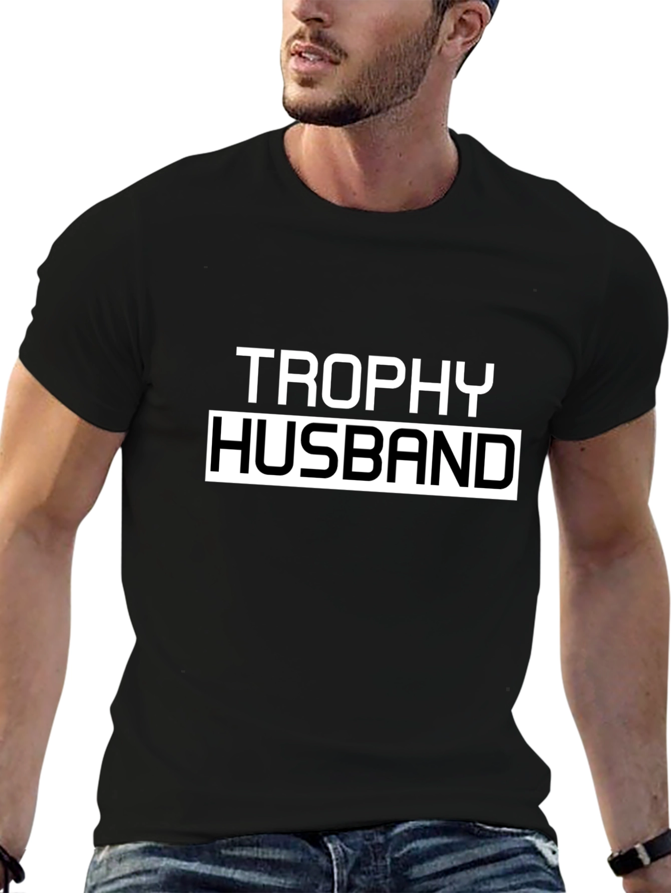 Trophy Husband Graphic Tee - Black Cotton T-Shirt