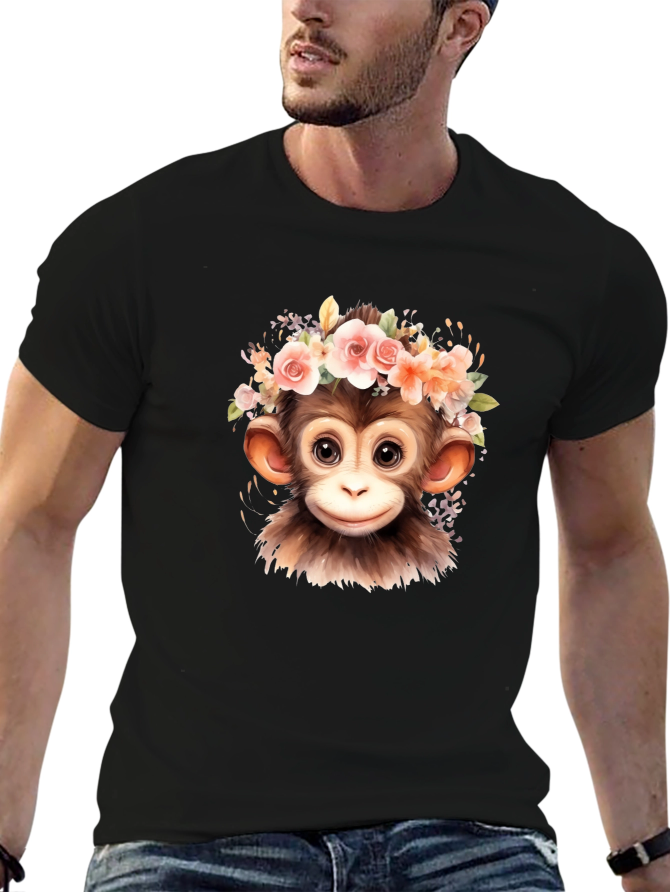 Monkey with Flower Crown T-Shirt