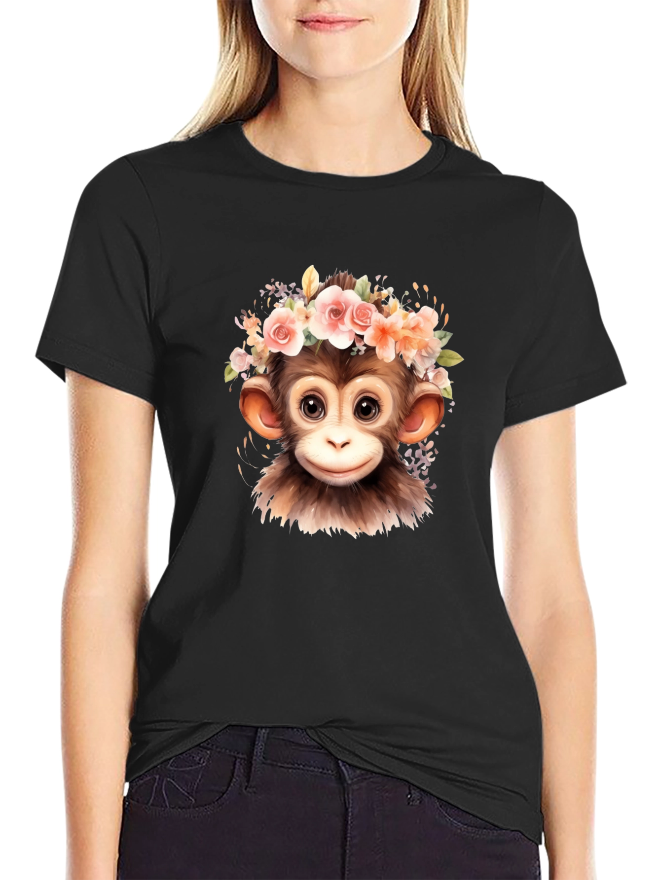 Monkey with Flower Crown T-Shirt