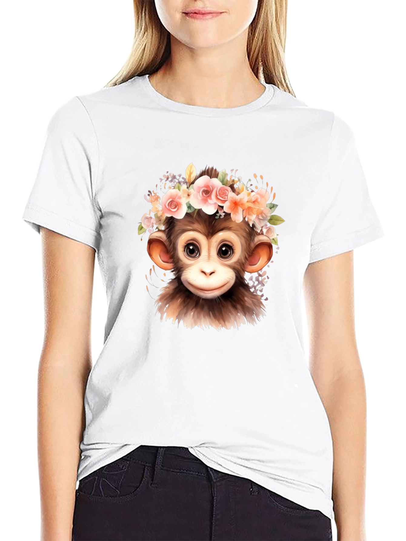 Monkey with Flower Crown T-Shirt