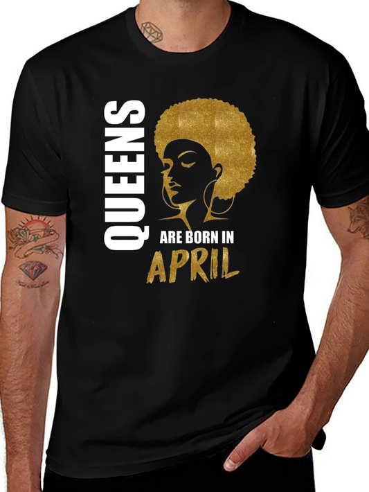 Queens Born in April Black T-Shirt