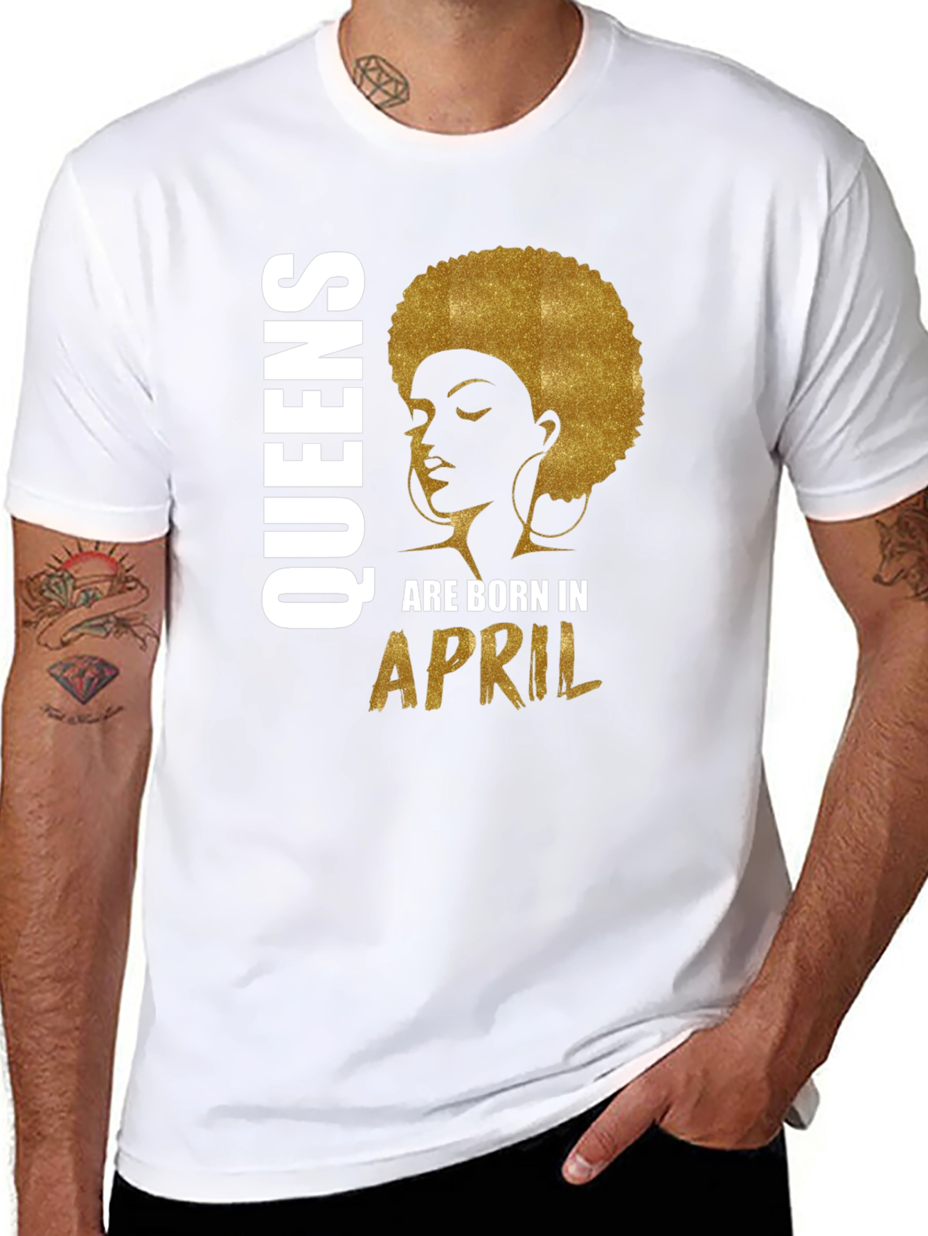 Queens Born in April Black T-Shirt