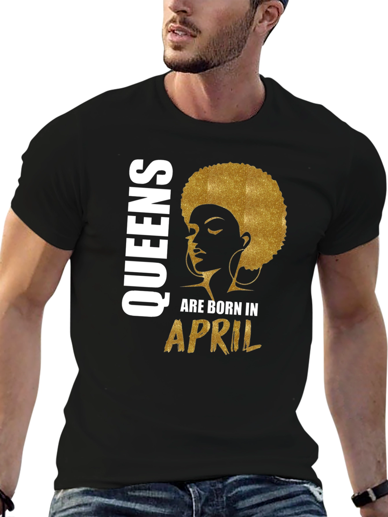 Queens Born in April Black T-Shirt
