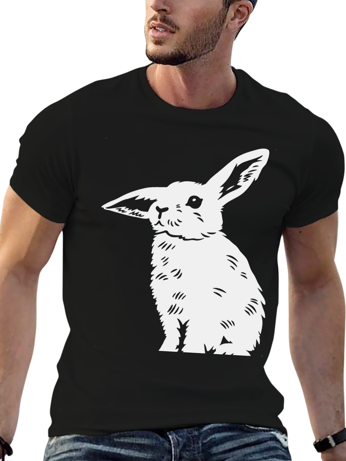 Black Rabbit Graphic Tee - Mens Casual Top