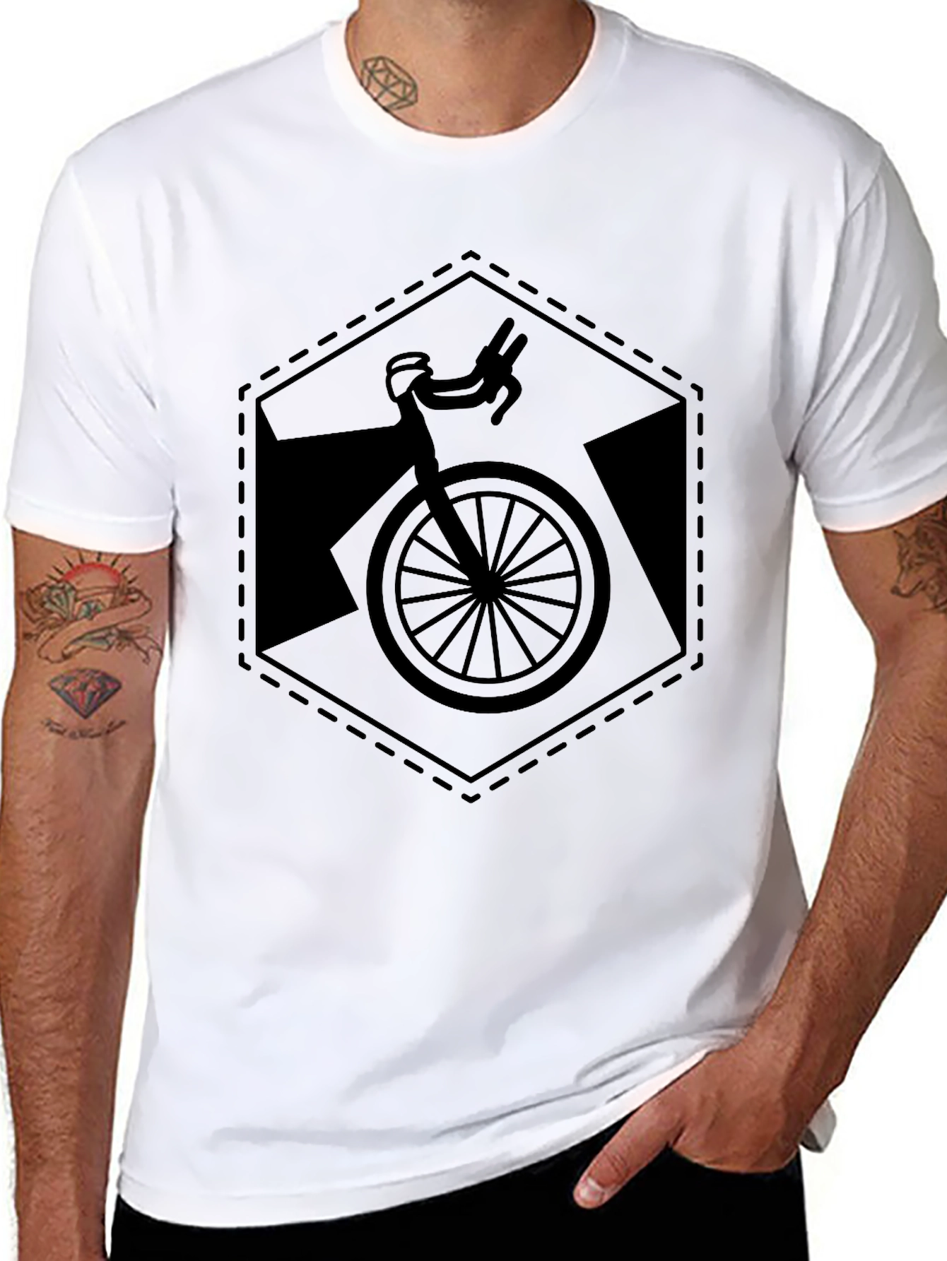 Mens Black Bicycle Graphic T-Shirt