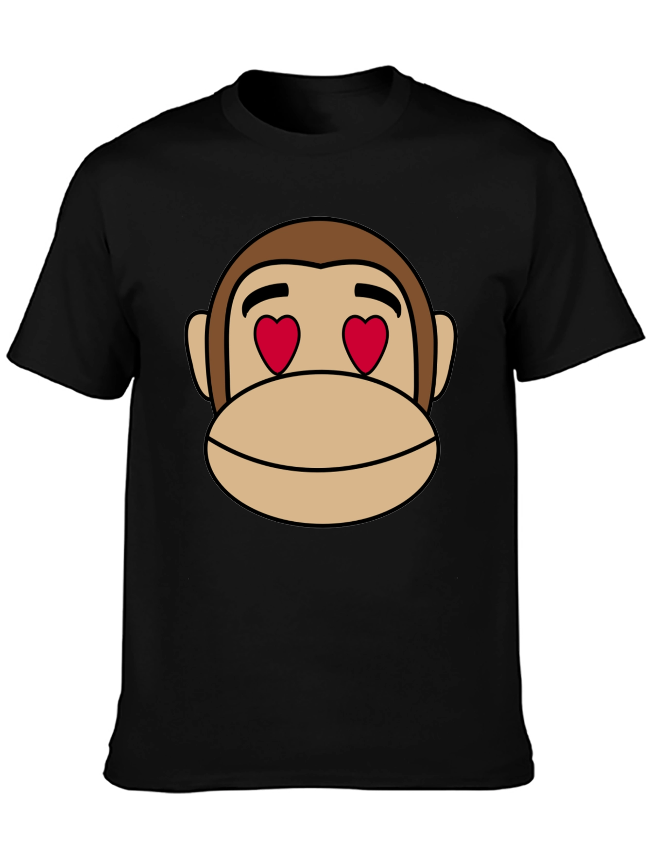 Monkey Face Heart Eyes T-Shirt - Black Cotton