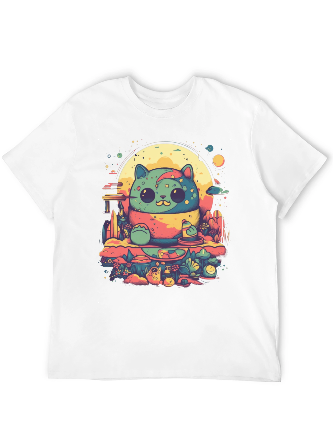 Kawaii Cat Graphic Tee - Unique Cartoon Design