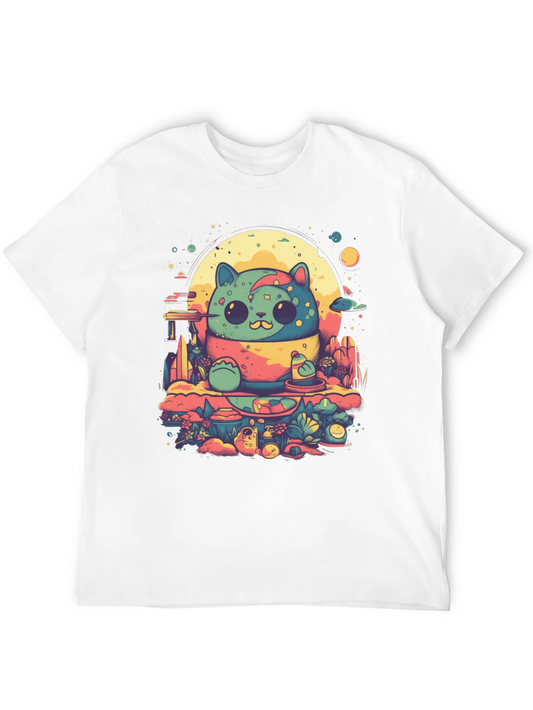 Kawaii Cat Graphic Tee - Unique Cartoon Design
