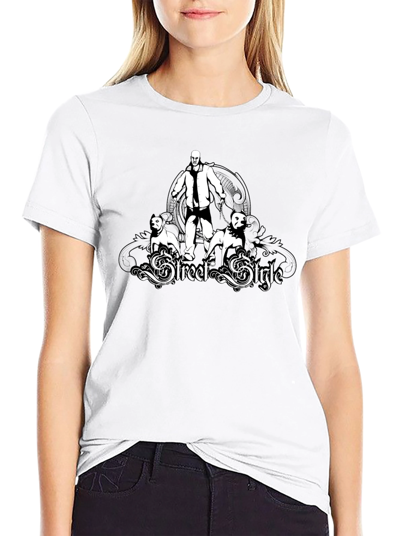 Mens Black Street Style Graphic T-Shirt