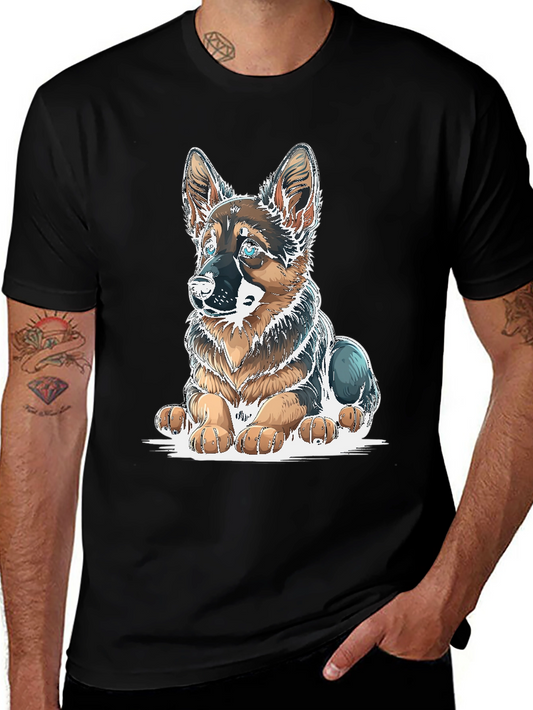 German Shepherd Puppy Graphic Tee - Black