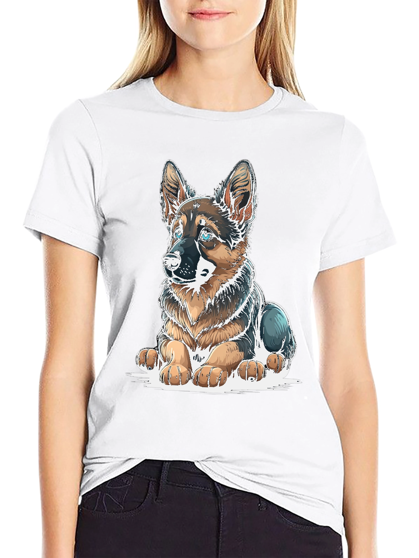 German Shepherd Puppy Graphic Tee - Black