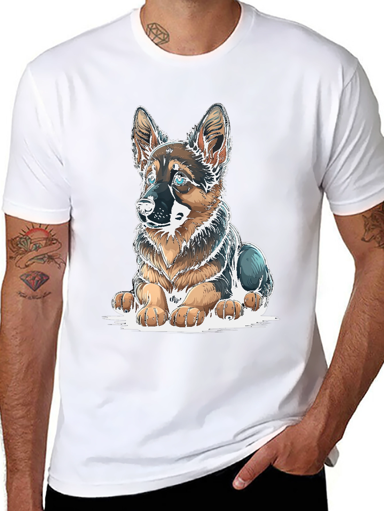German Shepherd Puppy Graphic Tee - Black