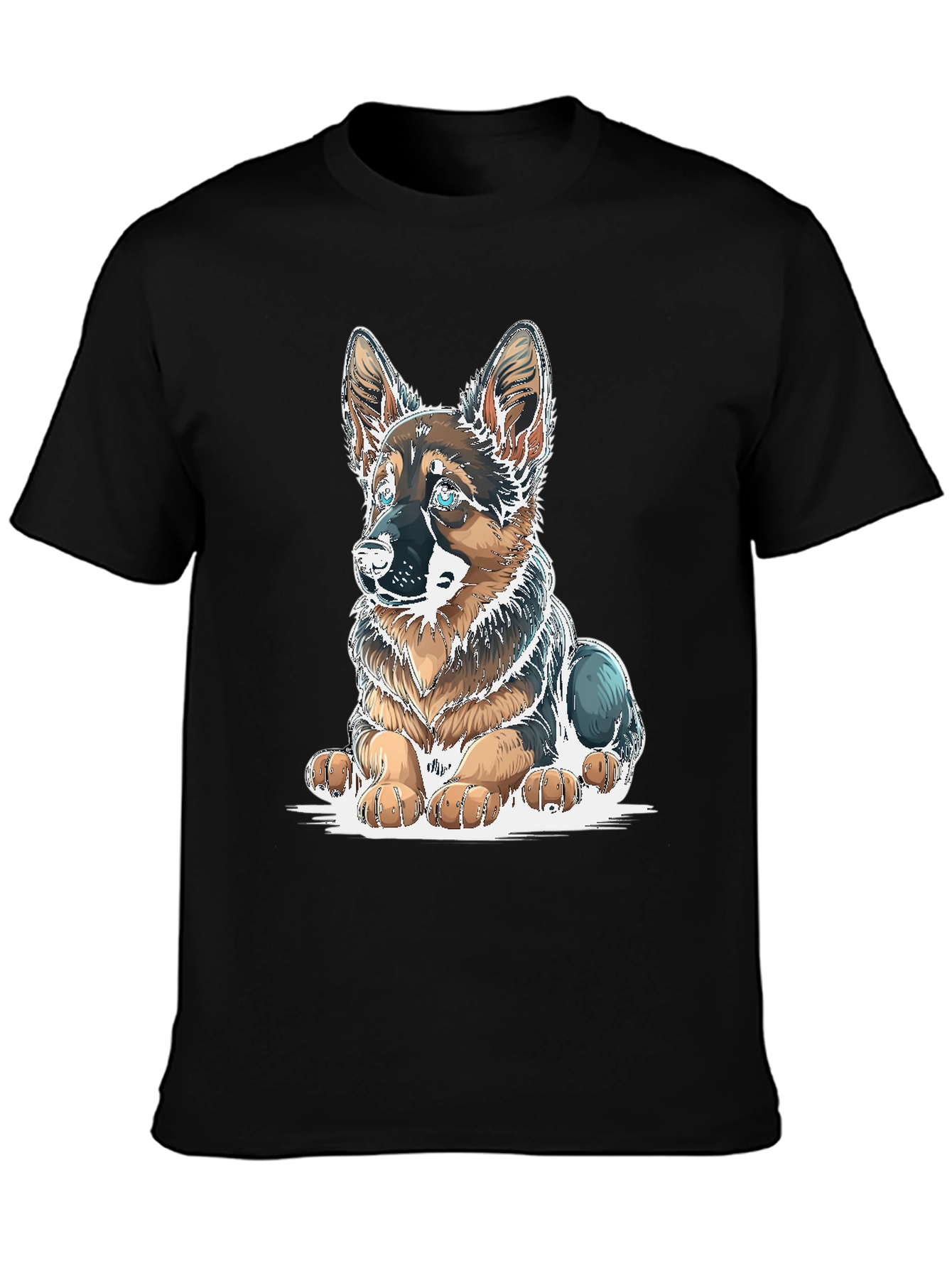 German Shepherd Puppy Graphic Tee - Black