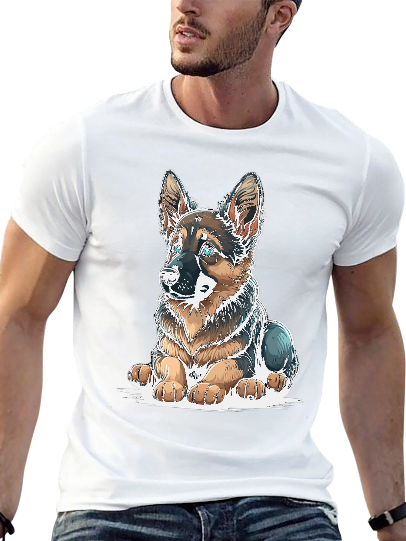 German Shepherd Puppy Graphic Tee - Black