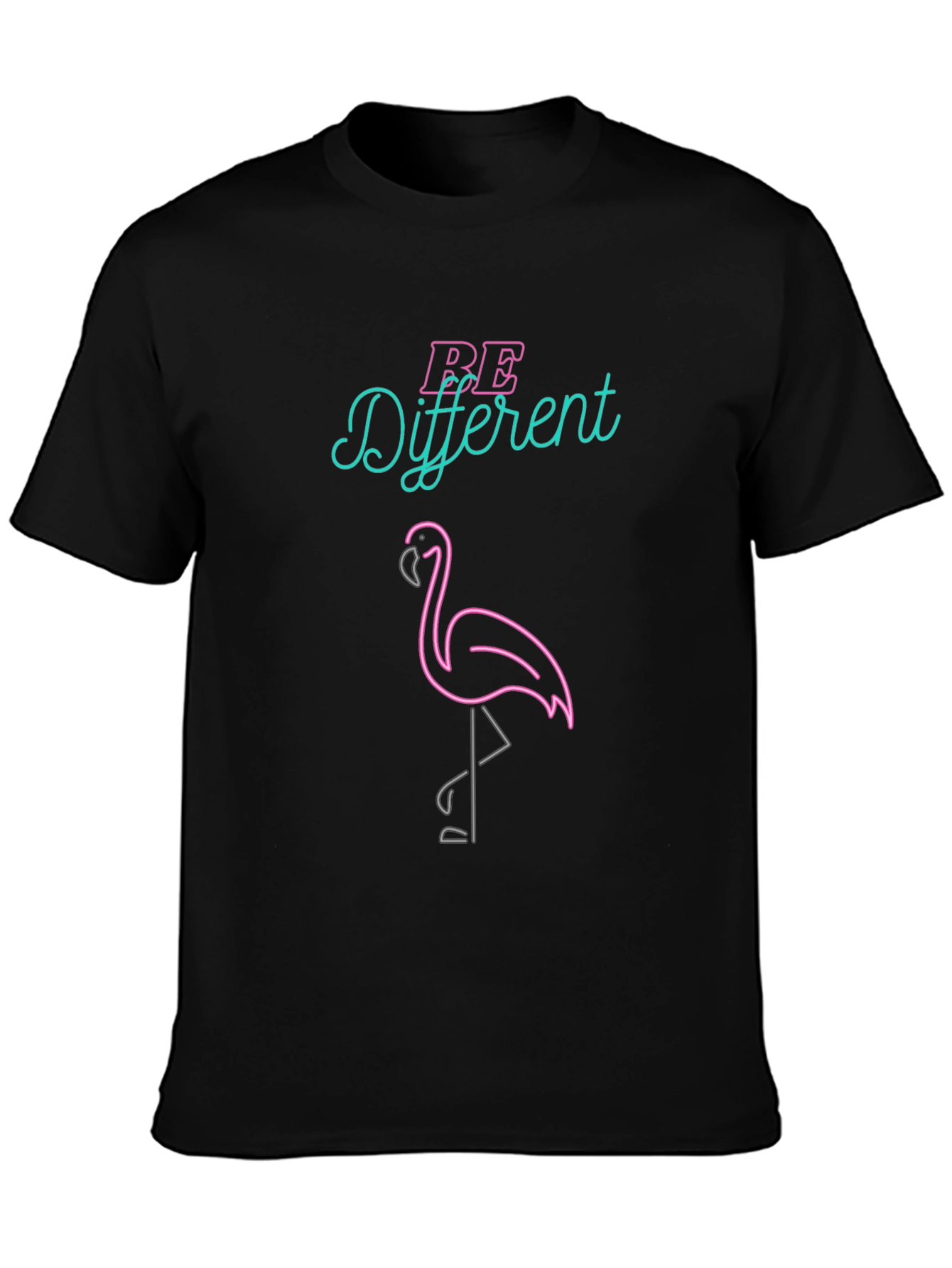 Be Different Flamingo Graphic Tee - Black