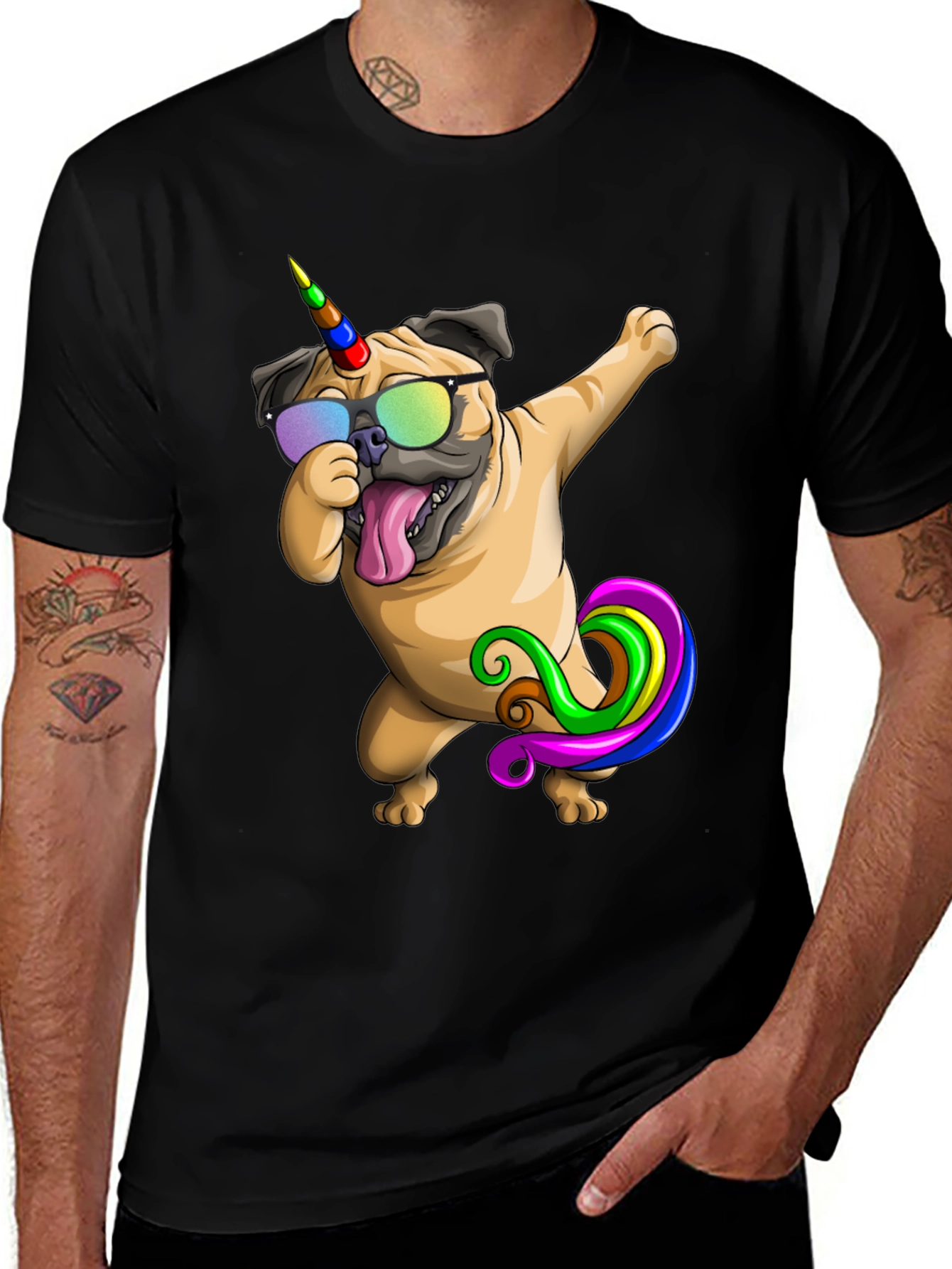 Dabbing Unicorn Pug T-Shirt