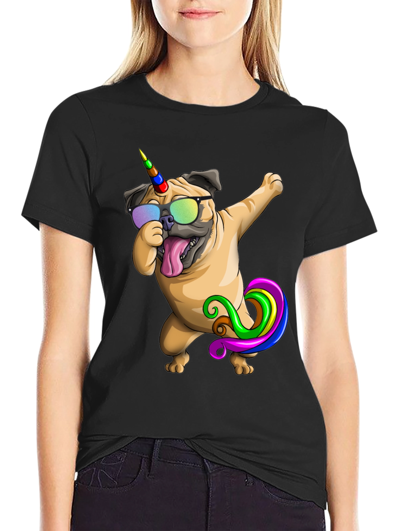 Dabbing Unicorn Pug T-Shirt